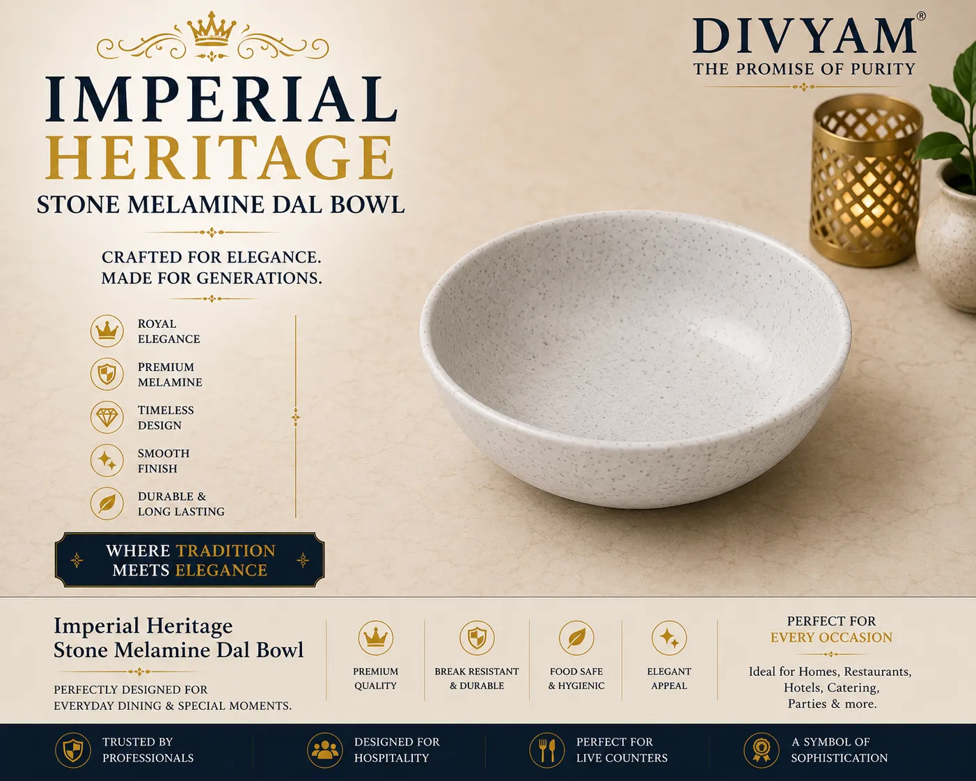 Imperial Heritage Stone Melamine Dal Bowl presentation by D I V Y A M®